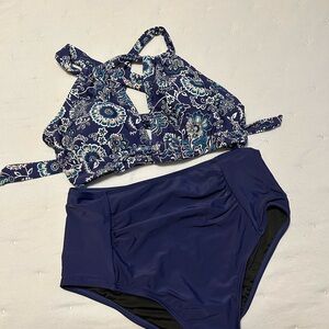 Cupshe Blue Floral Bikini Set